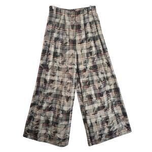 Akira Pants Womens Large Gray Plaid Wide Leg Pleated High Rise Grunge Academia